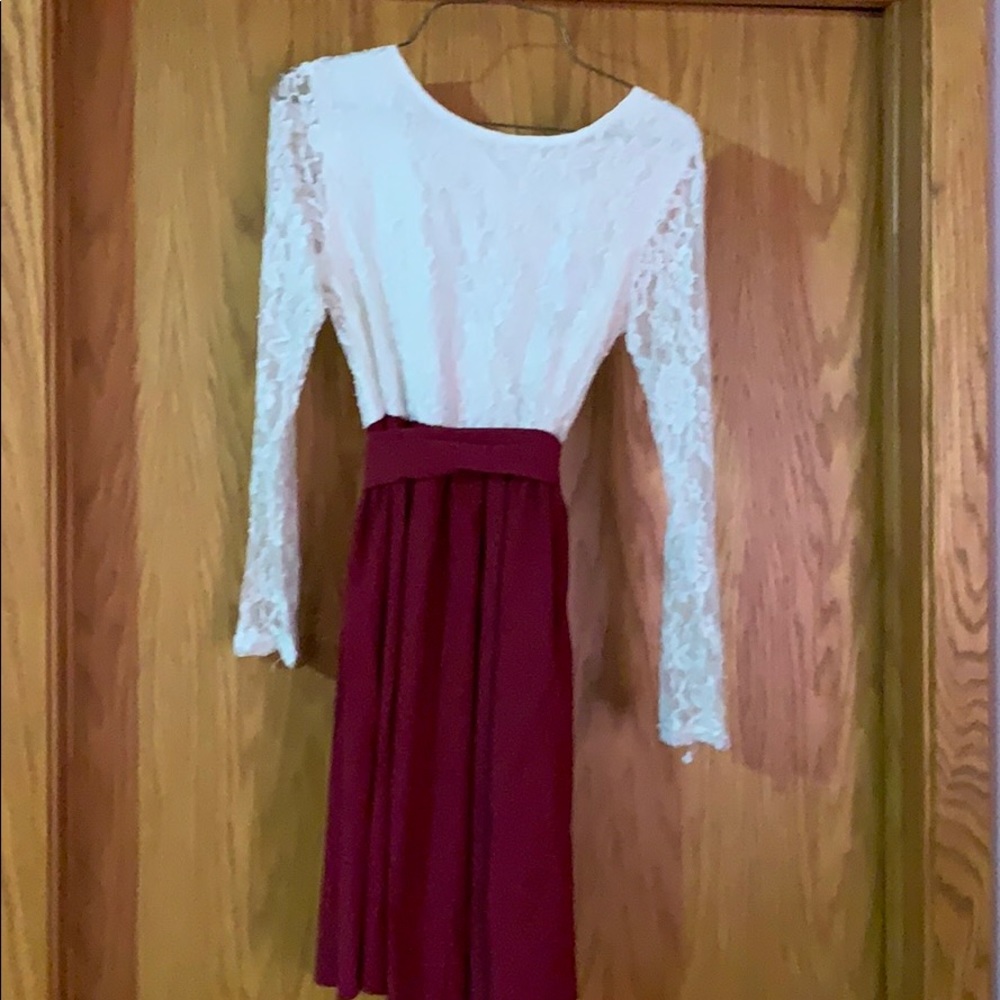 Eight and red lace dress